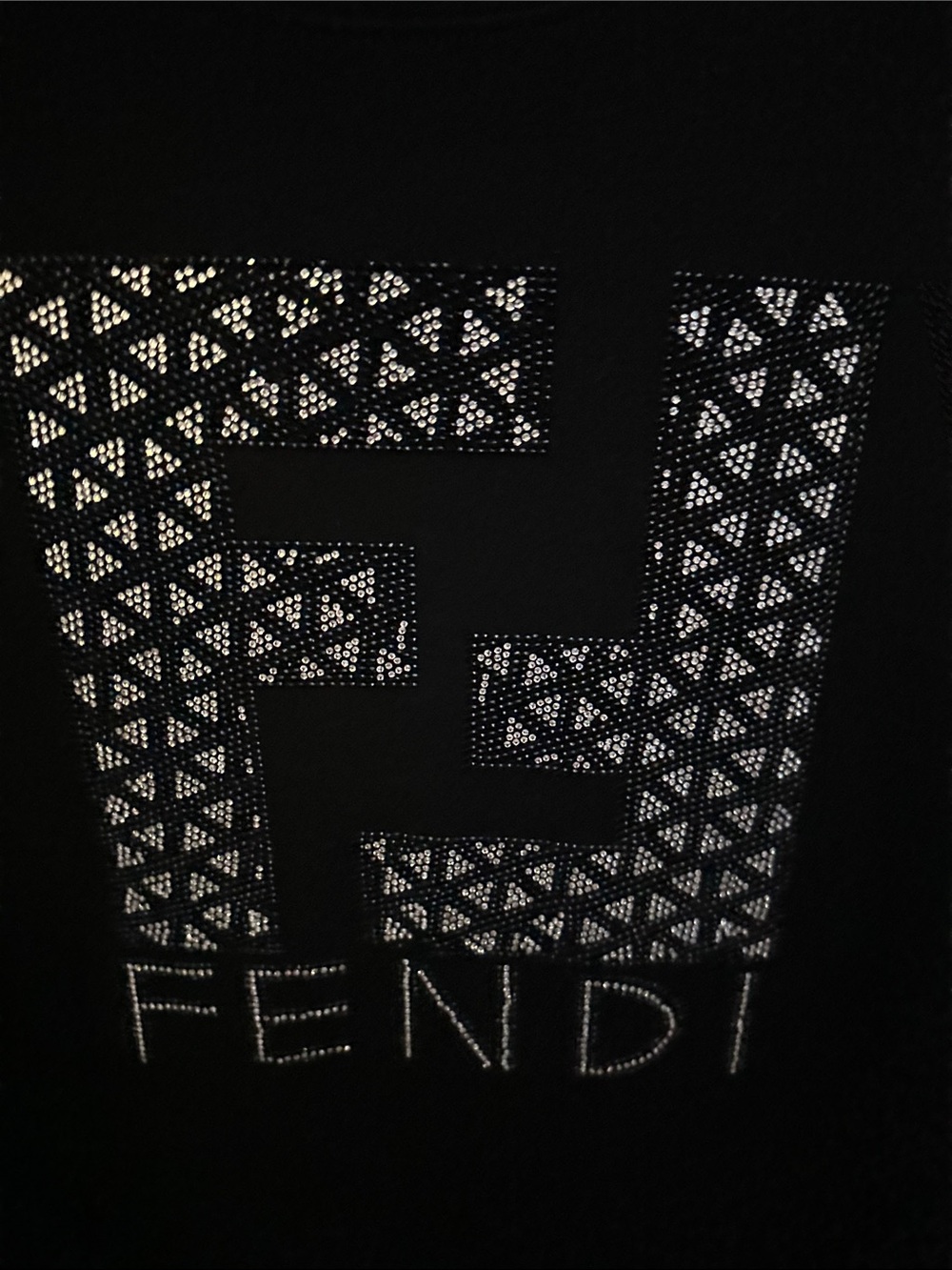 Black Short Sleeve Tee with Silver Crystal-Embellished Logo - Picture 3 of 4